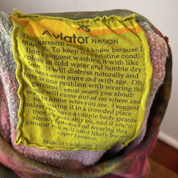 NWOT Aviator Nation HAND DYED CREW SWEATSHIRT - TIE DYE MULTI XS - Picture 10 of 11
